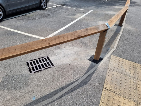Timber Knee Rail Fencing Supplied and Installed for a Car Park in Manchester