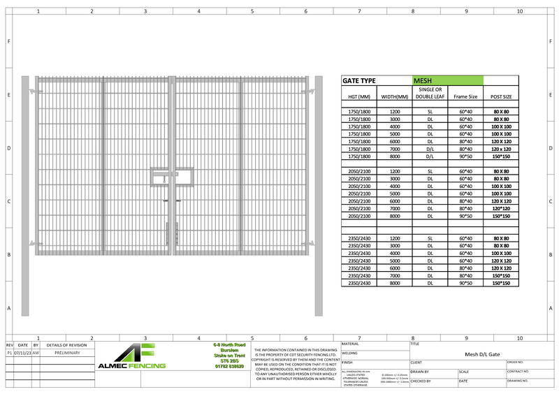 Double Leaf Security Mesh Fencing Gates (WITH POSTS) (Galvanised / PPC)